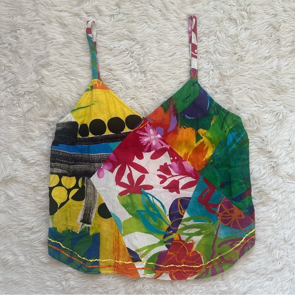 Jams World Voile Top Mixed Print Tank Cruise Mix Abstract Tropical Multi Sz S